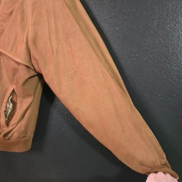 Vintage 90s Marlboro Suede Leather Bomber Jacket Mens L Rugged Distressed - Picture 15 of 16